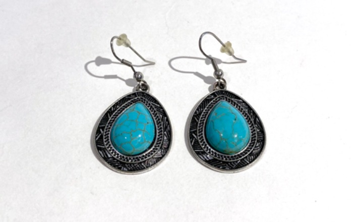 [U.S.A]70s Turquoise 터키석 native indian design earring(귀걸이).