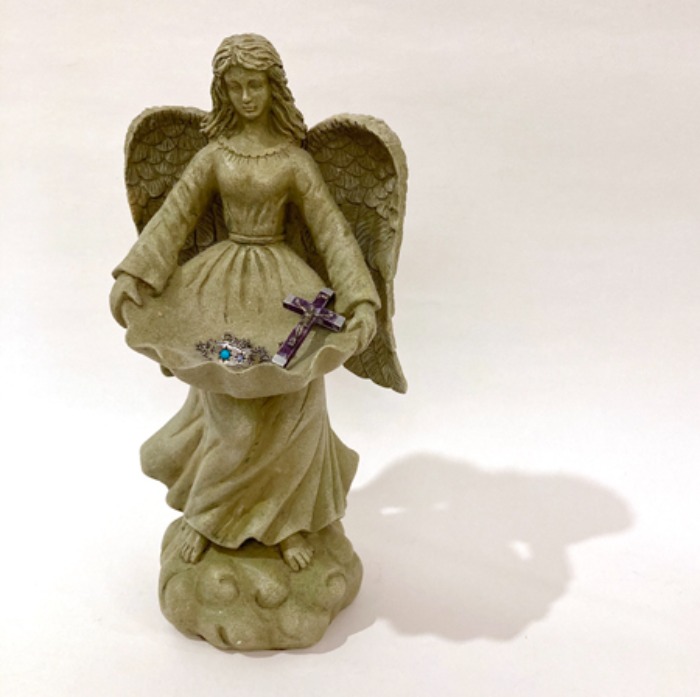 [FRANCE]70s antique “Angel” hand-made soap &amp; acc plate statue.