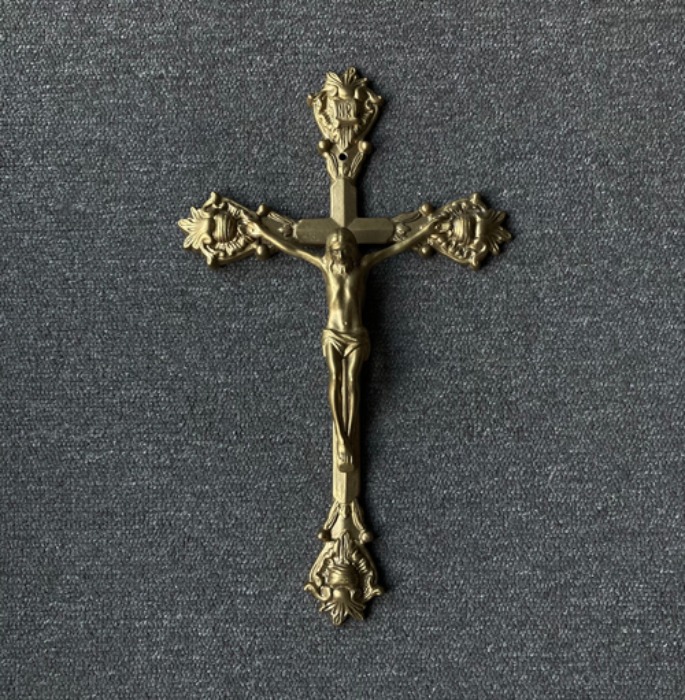 [italy]60s antique crucifix 십자가 brass wall objet.