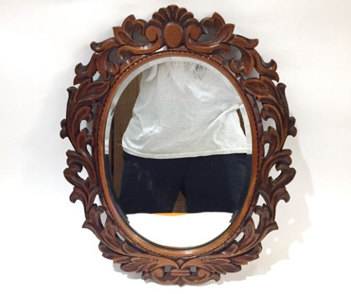 Antique wooden frame mirror(거울).