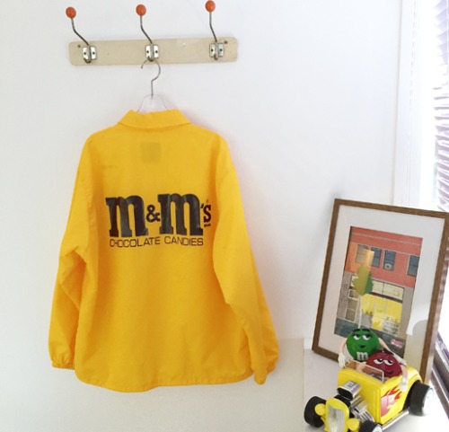 Vtg m&amp;m’s chocolate yellow coach jacket.