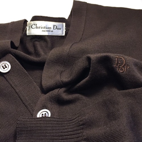 [FRANCE]90s Christian Dior logo wool knit cardigan.
