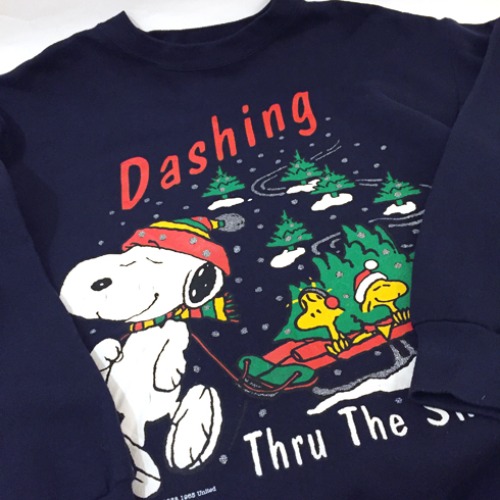 [U.S.A]90s ORIGINAL PEANUTS “Dashing Thru The Snow” printed sweat-shirt.