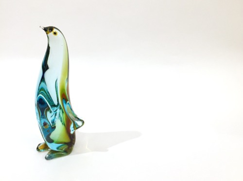 [ITALY]70s hand-made “Penguin” multi color glass paperweight objet.