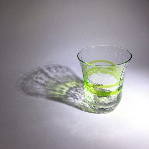 [U.S.A]80s hand-made green stripe glass.