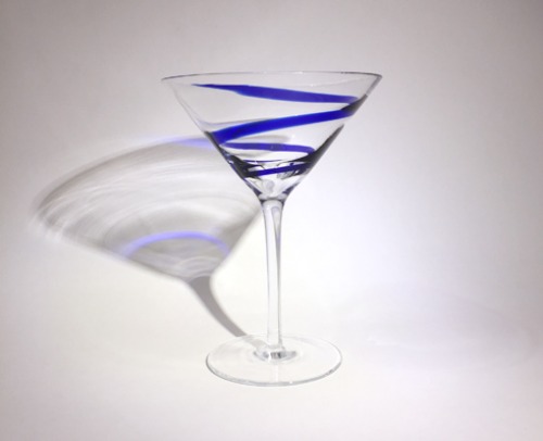 [FRANCE]80s blue 소용돌이 hand-made painting cocktail glass.
