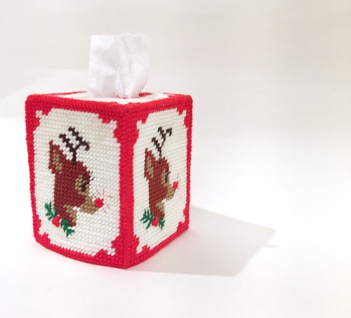 [U.S.A]90s Christmas Rudolf hand-made tissue case(티슈 케이스).