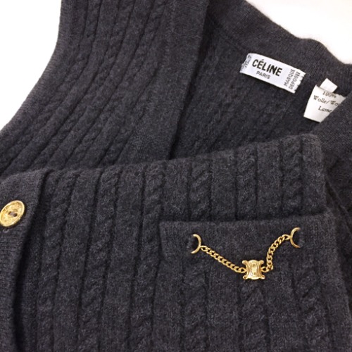 [ITALY]70s CELINE 셀린느 virgin wool cable knit vest.