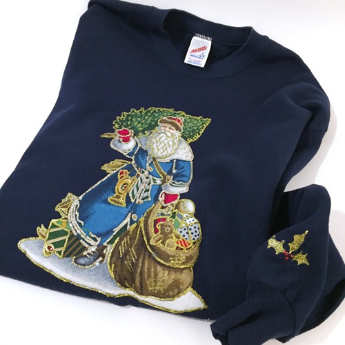 [U.S.A]vtg jerzees “santa claus” printing sweatshirt.