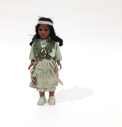 [U.S.A]70s native american indian girl &amp; baby deerskin doll.