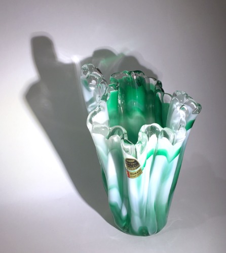 [JAPAN]80s hand-made marbling blown glass vase(화병).