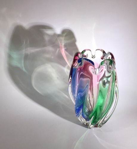 [FRANCE]70s hand-made blown multi color glass vase(화병).