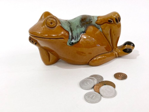 [JAPAN]70s Lazy Frog 개구리 도자기 money box(저금통).