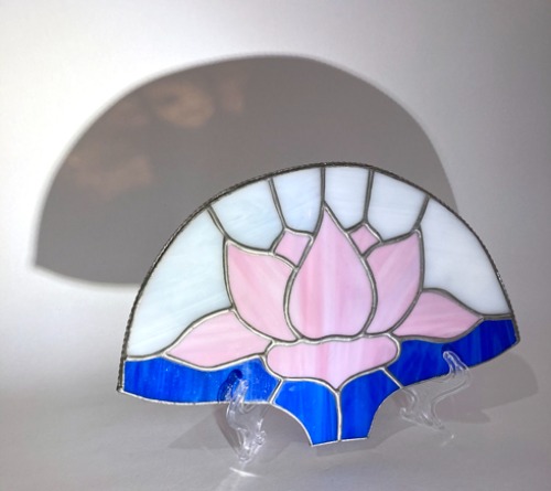 [FRANCE]70s Lotus flower 연꽃 stained glass objet.