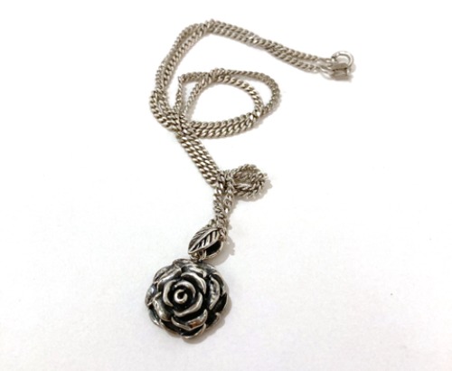 [SPAIN]80s Rose 장미 pendant 925 silver necklace.