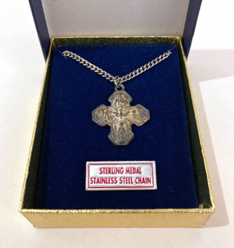 [FRANCE]70s jesus &amp; maria cross 십자가 silver pendant necklace.