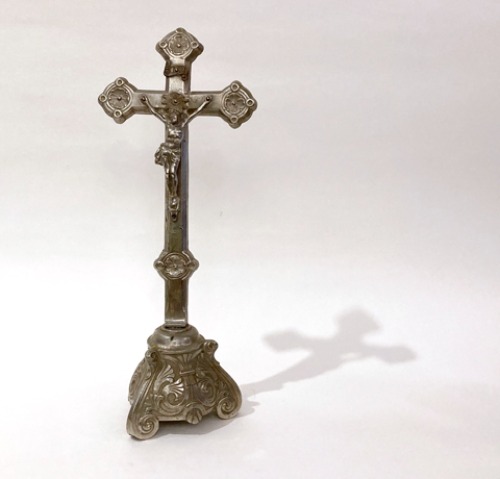 [U.S.A]70s hand-made antique 주석 crucifix statue.