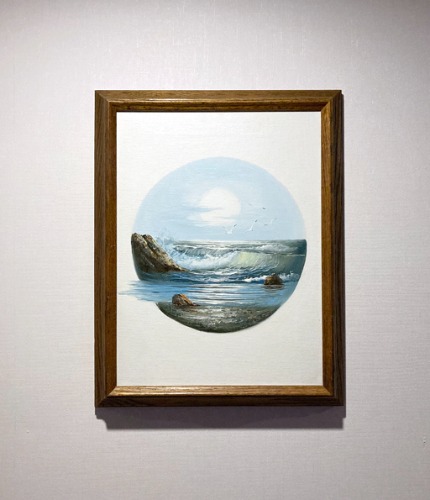 [U.S.A]80s &quot;Wave of sea&quot; oil painting wood frame(파도 유화).