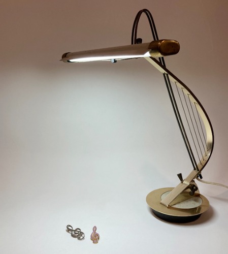 [U.S.A]60s mid-century &quot;instrument harp(하프)&quot; design table lamp.